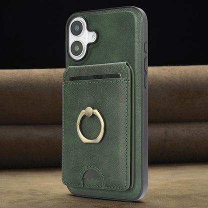 For iPhone 17 Kalebol Strong MagSafe Ring Magnetic Card Bag Holder Leather Phone Case(Green) - iPhone 17 Cases by Kalebol | Online Shopping UK | buy2fix
