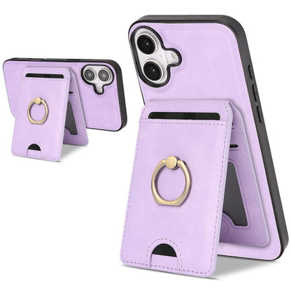 For iPhone 17 Kalebol Strong MagSafe Ring Magnetic Card Bag Holder Leather Phone Case(Purple) - iPhone 17 Cases by Kalebol | Online Shopping UK | buy2fix