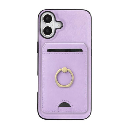 For iPhone 17 Kalebol Strong MagSafe Ring Magnetic Card Bag Holder Leather Phone Case(Purple) - iPhone 17 Cases by Kalebol | Online Shopping UK | buy2fix