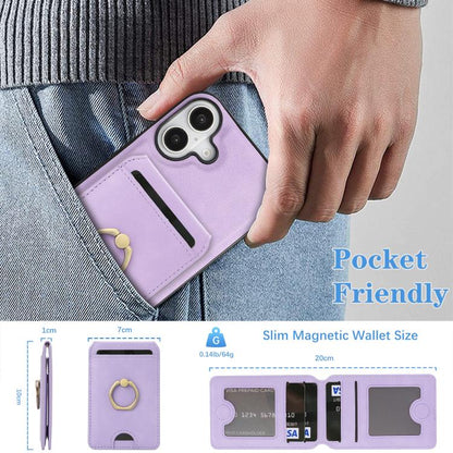 For iPhone 17 Kalebol Strong MagSafe Ring Magnetic Card Bag Holder Leather Phone Case(Purple) - iPhone 17 Cases by Kalebol | Online Shopping UK | buy2fix