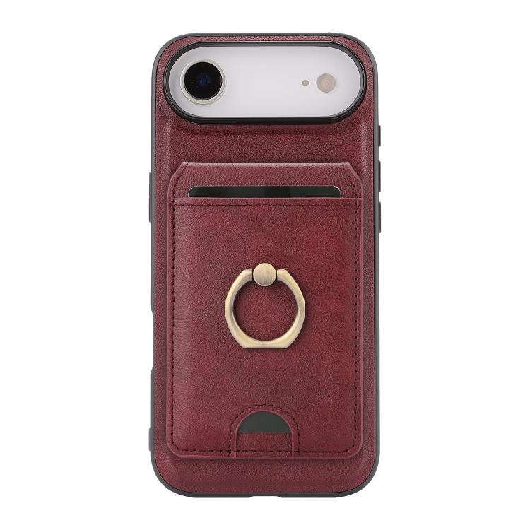 For iPhone 17 Air Kalebol Strong MagSafe Ring Magnetic Card Bag Holder Leather Phone Case(Red) - iPhone 17 Air Cases by Kalebol | Online Shopping UK | buy2fix