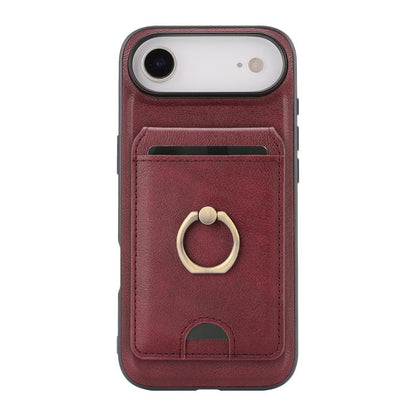 For iPhone 17 Air Kalebol Strong MagSafe Ring Magnetic Card Bag Holder Leather Phone Case(Red) - iPhone 17 Air Cases by Kalebol | Online Shopping UK | buy2fix