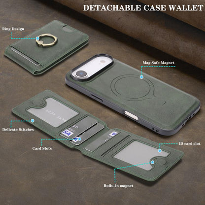 For iPhone 17 Air Kalebol Strong MagSafe Ring Magnetic Card Bag Holder Leather Phone Case(Green) - iPhone 17 Air Cases by Kalebol | Online Shopping UK | buy2fix