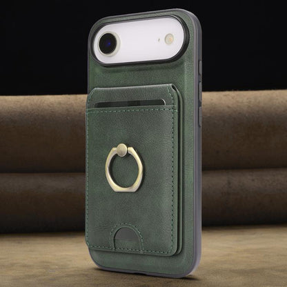For iPhone 17 Air Kalebol Strong MagSafe Ring Magnetic Card Bag Holder Leather Phone Case(Green) - iPhone 17 Air Cases by Kalebol | Online Shopping UK | buy2fix