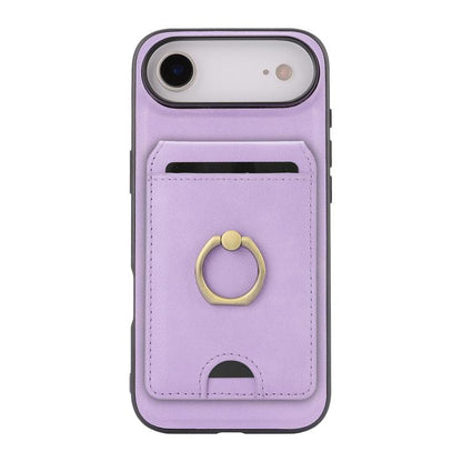 For iPhone 17 Air Kalebol Strong MagSafe Ring Magnetic Card Bag Holder Leather Phone Case(Purple) - iPhone 17 Air Cases by Kalebol | Online Shopping UK | buy2fix