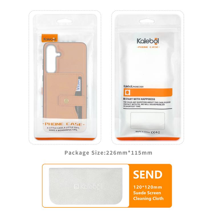 For Samsung Galaxy Z Flip7 Kalebol Magnetic Button Card Bag MagSafe Ring Leather Phone Case(Brown) - Galaxy Z Flip7 5G Cases by Kalebol | Online Shopping UK | buy2fix