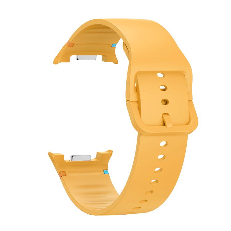 For Samsung Galaxy Watch8 / Watch8 Classic Solid Color Stitched Silicone Watch Band, Size:S(Official Yellow) - Watch Bands by buy2fix | Online Shopping UK | buy2fix