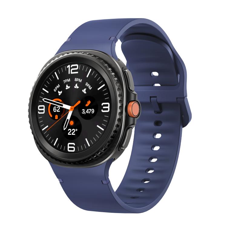 For Samsung Galaxy Watch8 / Watch8 Classic Solid Color Stitched Silicone Watch Band, Size:S(Midnight Blue) - Watch Bands by buy2fix | Online Shopping UK | buy2fix