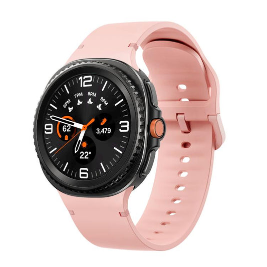 For Samsung Galaxy Watch8 / Watch8 Classic Solid Color Stitched Silicone Watch Band, Size:M(Pink) - Watch Bands by buy2fix | Online Shopping UK | buy2fix