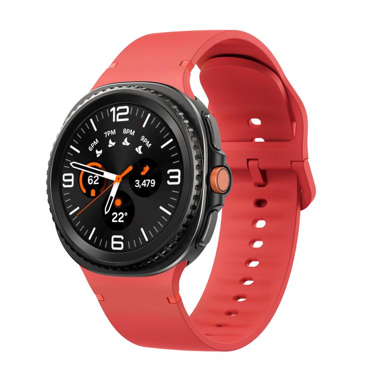 For Samsung Galaxy Watch8 / Watch8 Classic Solid Color Stitched Silicone Watch Band, Size:M(Red) - Watch Bands by buy2fix | Online Shopping UK | buy2fix
