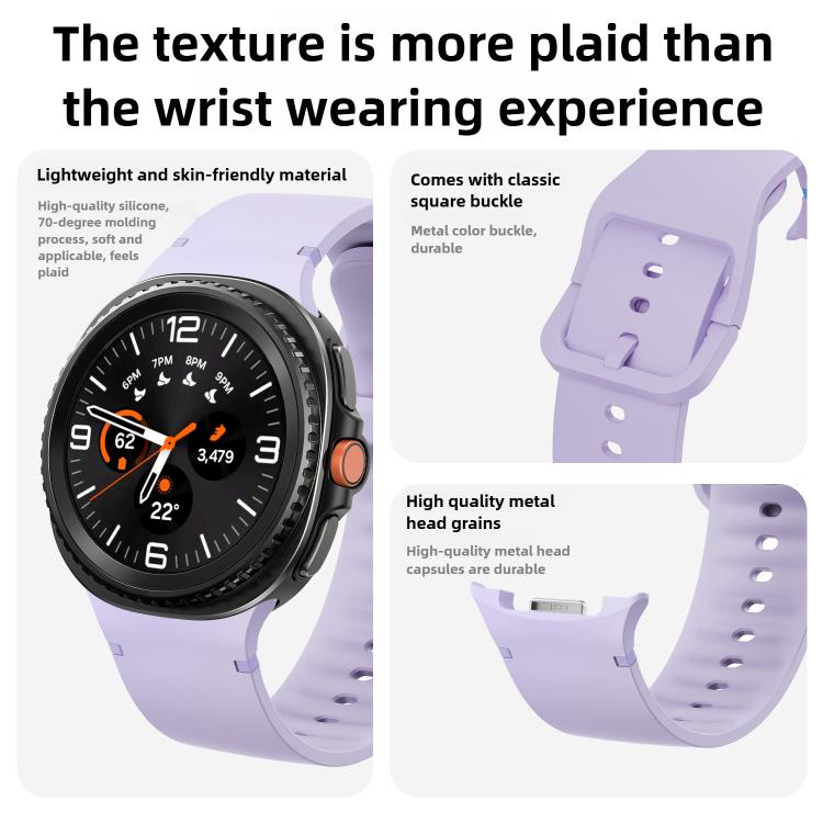 For Samsung Galaxy Watch8 / Watch8 Classic Solid Color Stitched Silicone Watch Band, Size:M(Light Blue) - Watch Bands by buy2fix | Online Shopping UK | buy2fix