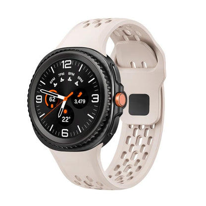 For Samsung Galaxy Watch8 / Watch8 Classic Hole Style Black Reverse Buckle Silicone Watch Band(Starlight) - Watch Bands by buy2fix | Online Shopping UK | buy2fix