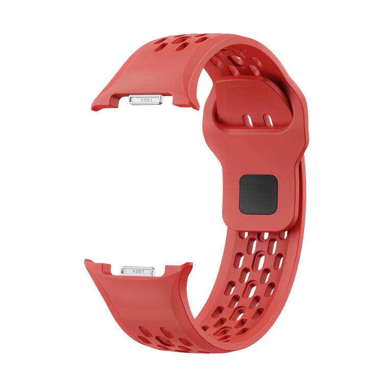 For Samsung Galaxy Watch8 / Watch8 Classic Hole Style Black Reverse Buckle Silicone Watch Band(Red) - Watch Bands by buy2fix | Online Shopping UK | buy2fix