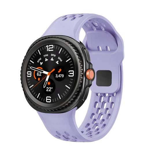 For Samsung Galaxy Watch8 / Watch8 Classic Hole Style Black Reverse Buckle Silicone Watch Band(Purple) - Watch Bands by buy2fix | Online Shopping UK | buy2fix