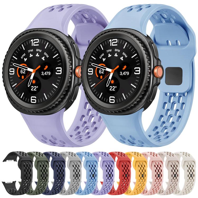 For Samsung Galaxy Watch8 / Watch8 Classic Hole Style Black Reverse Buckle Silicone Watch Band(Midnight Blue) - Watch Bands by buy2fix | Online Shopping UK | buy2fix