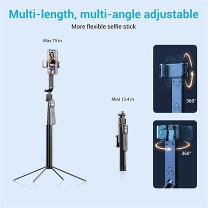 Q530TK Portable Metal Phone Stand Selfie Stick Expandable Auto Face Tracking Tripod with Single Fill Light - Selfie Sticks by buy2fix | Online Shopping UK | buy2fix