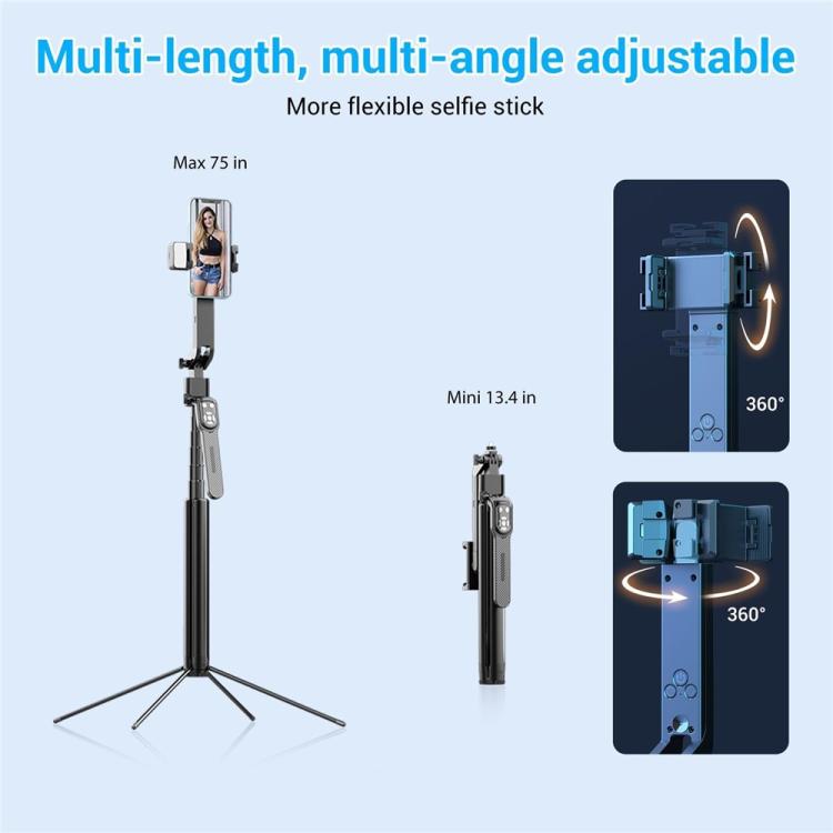 Q530TK Portable Metal Phone Stand Selfie Stick Expandable Auto Face Tracking Tripod with Dual Fill Light - Selfie Light by buy2fix | Online Shopping UK | buy2fix