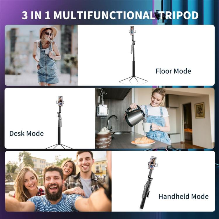 Q530TK Portable Metal Phone Stand Selfie Stick Expandable Auto Face Tracking Tripod with Dual Fill Light - Selfie Light by buy2fix | Online Shopping UK | buy2fix