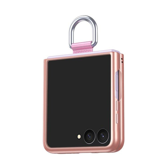 For Galaxy Z Flip8 5G Electricplating Ring Buckle Folding Phone Case(Rose Gold)