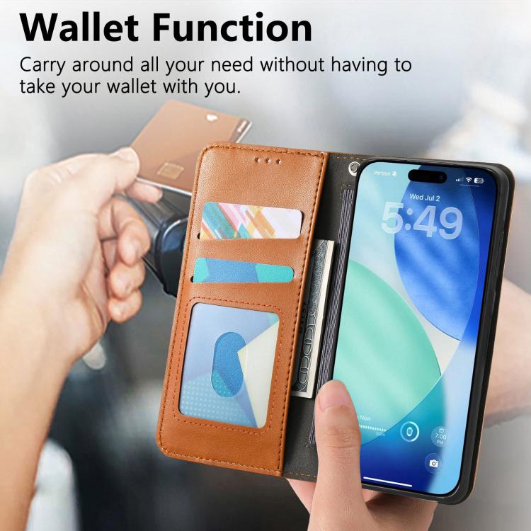 For iPhone Air Elastic Wristband Magnetic Suction Leather Phone Case(Brown) - iPhone Air Cases by buy2fix | Online Shopping UK | buy2fix