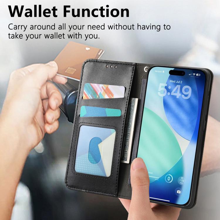 For iPhone Air Elastic Wristband Magnetic Suction Leather Phone Case(Black) - iPhone Air Cases by buy2fix | Online Shopping UK | buy2fix