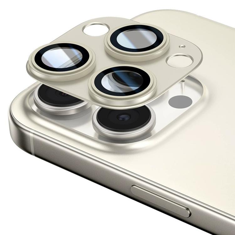 For iPhone 16 Pro Max Kalebol Precise Alignment Stepped Eagle Eye Metal Lens Film(Titanium Original) - iPhone 16 Pro Max Tempered Glass by Kalebol | Online Shopping UK | buy2fix