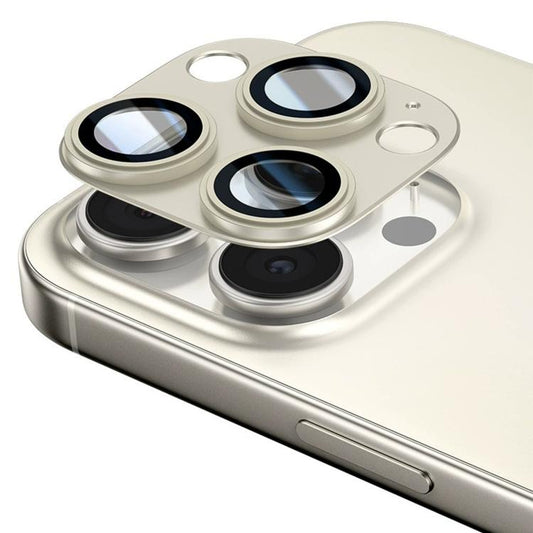 For iPhone 16 Pro Kalebol Precise Alignment Stepped Eagle Eye Metal Lens Film(Titanium Original) - iPhone 16 Pro Tempered Glass by Kalebol | Online Shopping UK | buy2fix