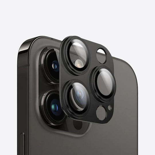 For iPhone 14 Pro Kalebol Precise Alignment Stepped Eagle Eye Metal Lens Film(Black)