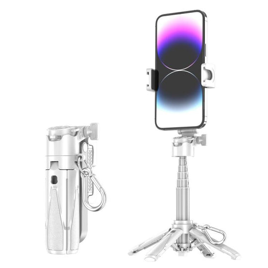 P15T Mini Portable Selfie Stick Photography Bluetooth Phone Stand Tripod(White)