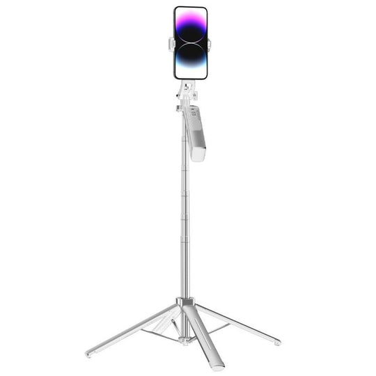 P18 Portable Travel Selfie Stick Retractable Anti-Shake Gimbal Phone Holder(White)