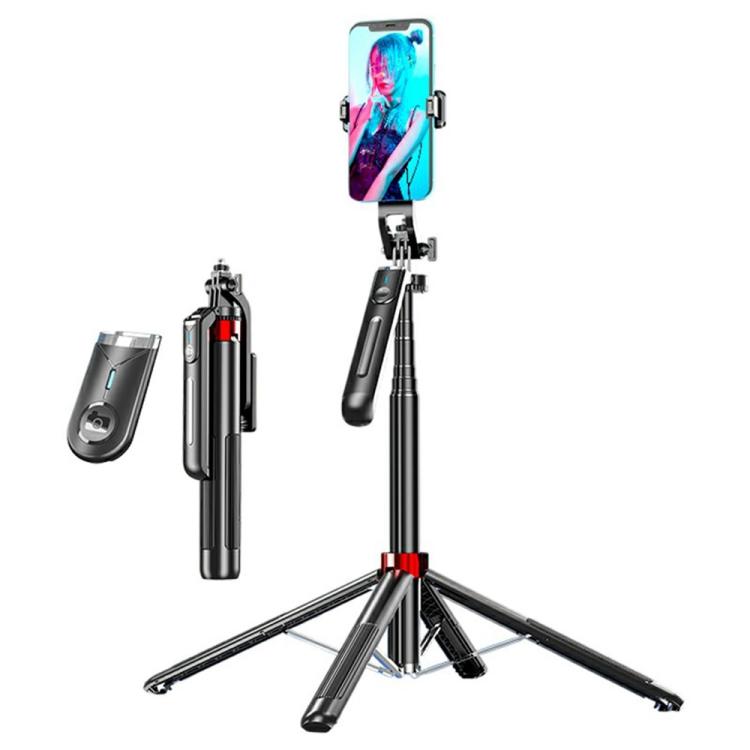 P195 Retractable Four-Legged Stand Expandable Phone Stand Bluetooth Remote Control Selfie Stick - Selfie Sticks by buy2fix | Online Shopping UK | buy2fix