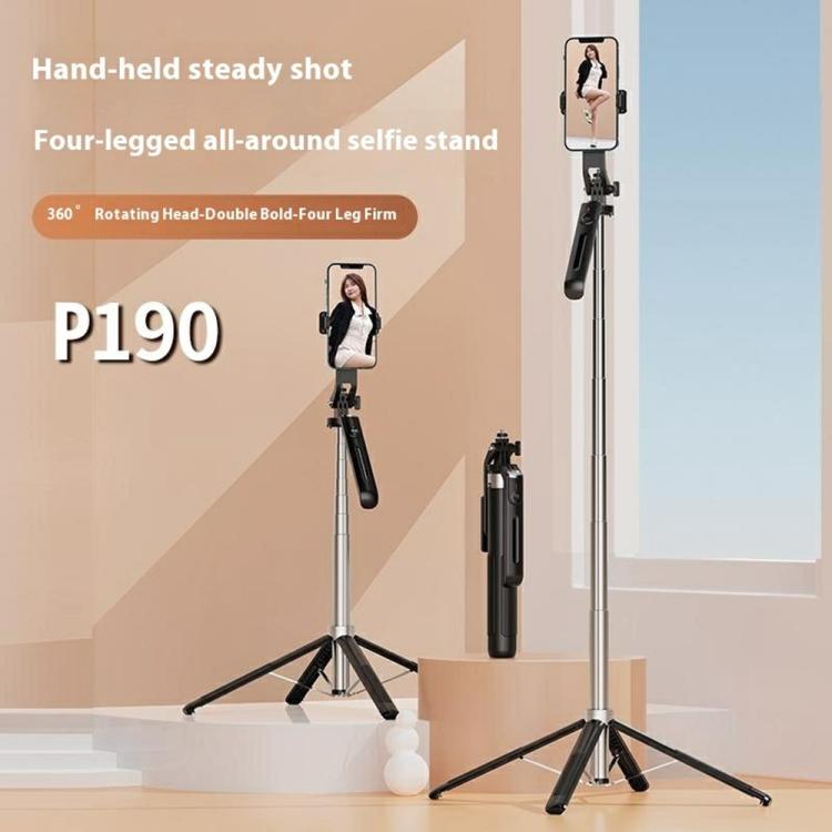 P190 Portable Retractable Four-Legged Stand Phone Stand Selfie Stick with Bluetooth Remote Control - Selfie Sticks by buy2fix | Online Shopping UK | buy2fix