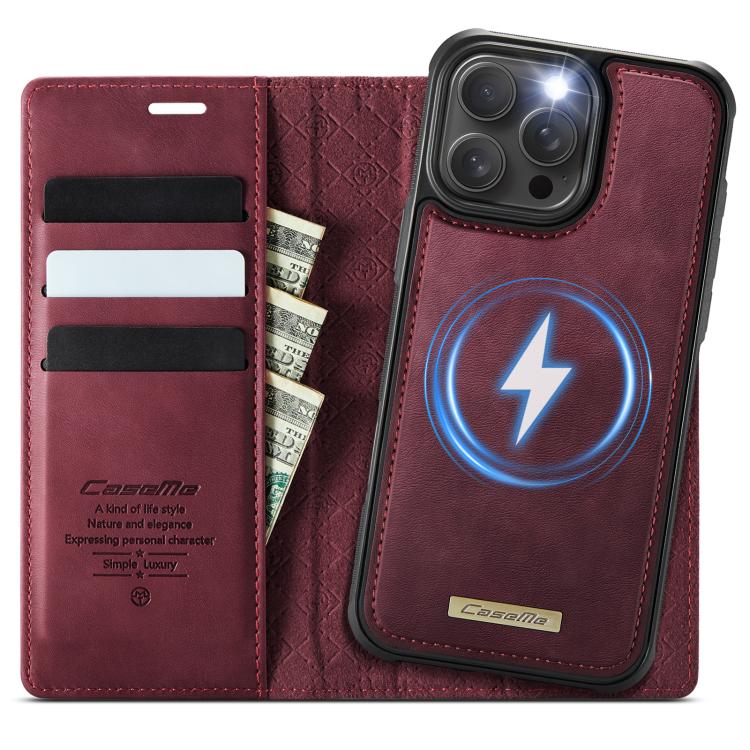 For iPhone 16 Pro Max CaseMe C49 MagSafe RFID Blocking Detachable Wallet Leather Phone Case(Red) - iPhone 16 Pro Max Cases by CaseMe | Online Shopping UK | buy2fix