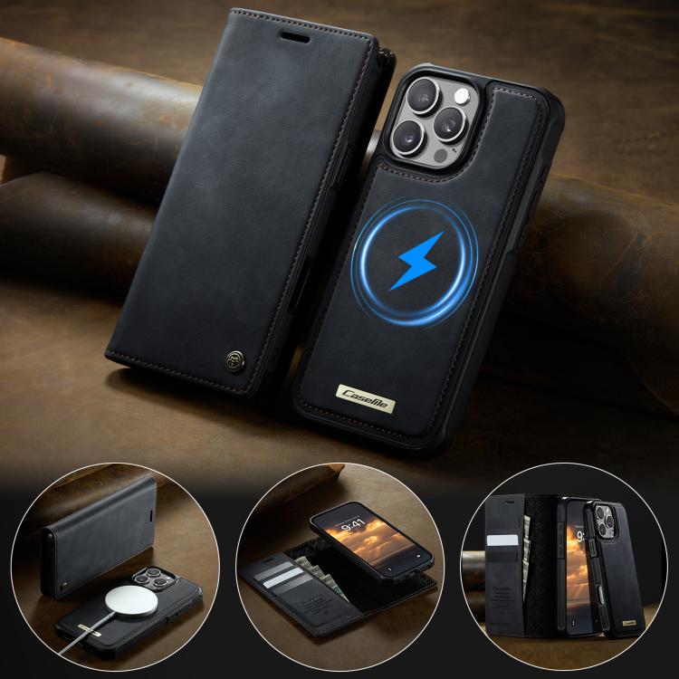 For iPhone 16 Pro Max CaseMe C49 MagSafe RFID Blocking Detachable Wallet Leather Phone Case(Black) - iPhone 16 Pro Max Cases by CaseMe | Online Shopping UK | buy2fix