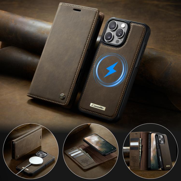 For iPhone 16 Pro Max CaseMe C49 MagSafe RFID Blocking Detachable Wallet Leather Phone Case(Coffee) - iPhone 16 Pro Max Cases by CaseMe | Online Shopping UK | buy2fix