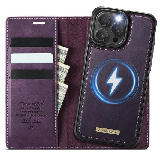 For iPhone 16 Pro Max CaseMe C49 MagSafe RFID Blocking Detachable Wallet Leather Phone Case(Purple) - iPhone 16 Pro Max Cases by CaseMe | Online Shopping UK | buy2fix