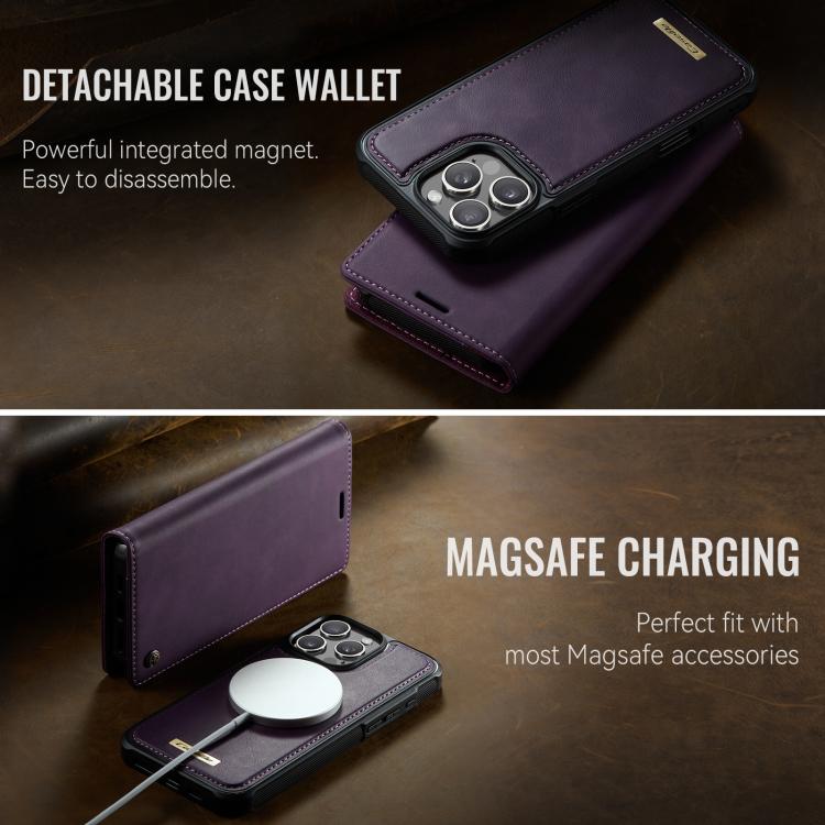 For iPhone 16 Pro Max CaseMe C49 MagSafe RFID Blocking Detachable Wallet Leather Phone Case(Purple) - iPhone 16 Pro Max Cases by CaseMe | Online Shopping UK | buy2fix