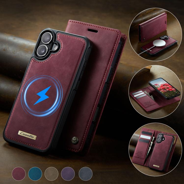 For iPhone 16 CaseMe C49 MagSafe RFID Blocking Detachable Wallet Leather Phone Case(Red) - iPhone 16 Cases by CaseMe | Online Shopping UK | buy2fix