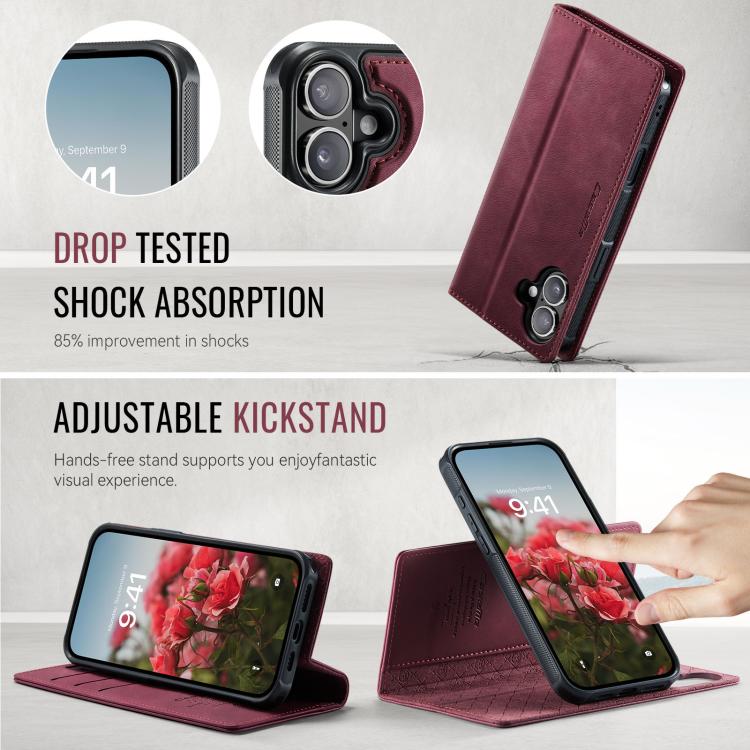 For iPhone 16 CaseMe C49 MagSafe RFID Blocking Detachable Wallet Leather Phone Case(Red) - iPhone 16 Cases by CaseMe | Online Shopping UK | buy2fix