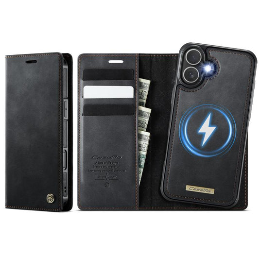 For iPhone 16 CaseMe C49 MagSafe RFID Blocking Detachable Wallet Leather Phone Case(Black) - iPhone 16 Cases by CaseMe | Online Shopping UK | buy2fix