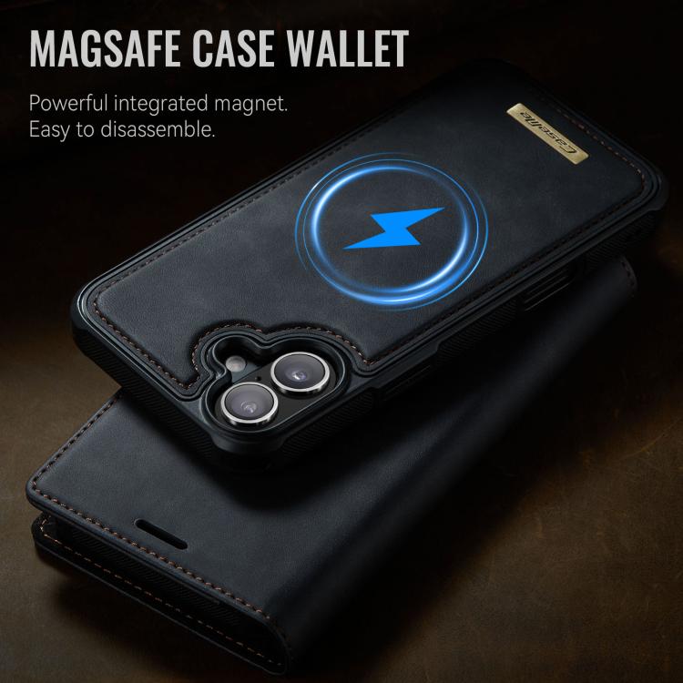 For iPhone 16 CaseMe C49 MagSafe RFID Blocking Detachable Wallet Leather Phone Case(Black) - iPhone 16 Cases by CaseMe | Online Shopping UK | buy2fix