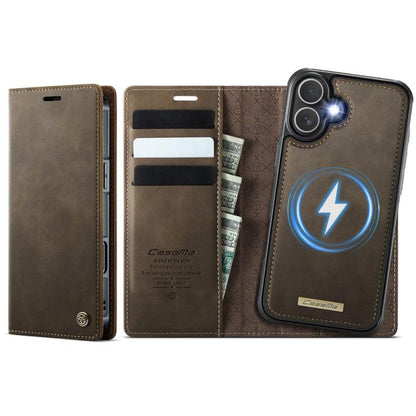 For iPhone 16 CaseMe C49 MagSafe RFID Blocking Detachable Wallet Leather Phone Case(Coffee) - iPhone 16 Cases by CaseMe | Online Shopping UK | buy2fix