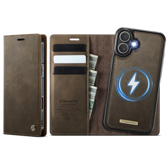 For iPhone 16 CaseMe C49 MagSafe RFID Blocking Detachable Wallet Leather Phone Case(Coffee) - iPhone 16 Cases by CaseMe | Online Shopping UK | buy2fix