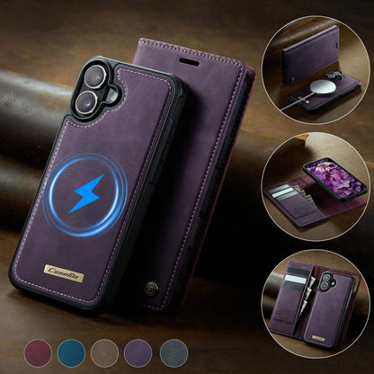 For iPhone 16 CaseMe C49 MagSafe RFID Blocking Detachable Wallet Leather Phone Case(Purple) - iPhone 16 Cases by CaseMe | Online Shopping UK | buy2fix