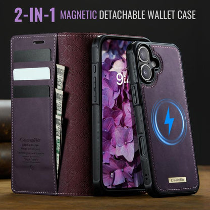 For iPhone 16 CaseMe C49 MagSafe RFID Blocking Detachable Wallet Leather Phone Case(Purple) - iPhone 16 Cases by CaseMe | Online Shopping UK | buy2fix