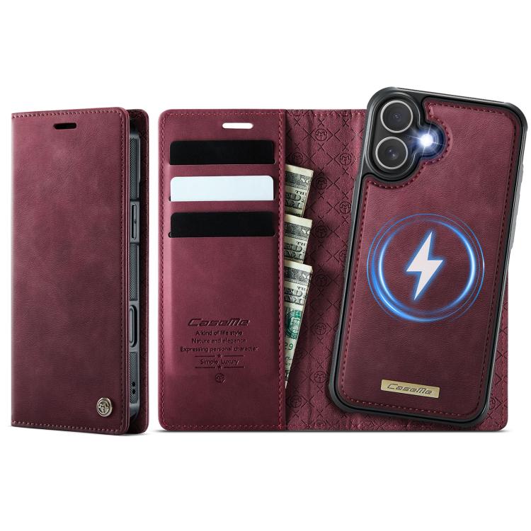 For iPhone 16 Plus CaseMe C49 MagSafe RFID Blocking Detachable Wallet Leather Phone Case(Red) - iPhone 16 Plus Cases by CaseMe | Online Shopping UK | buy2fix