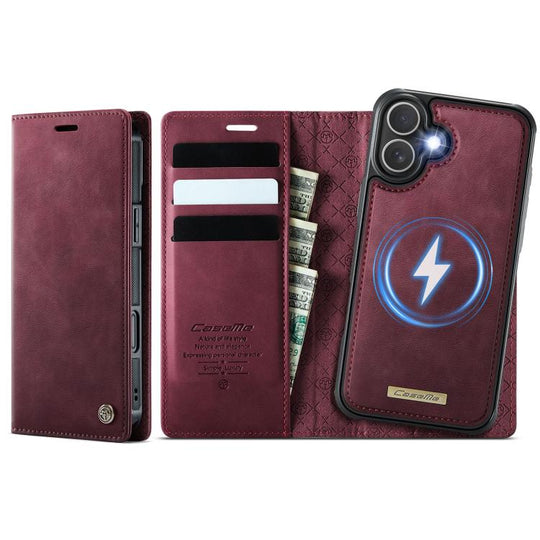 For iPhone 16 Plus CaseMe C49 MagSafe RFID Blocking Detachable Wallet Leather Phone Case(Red)