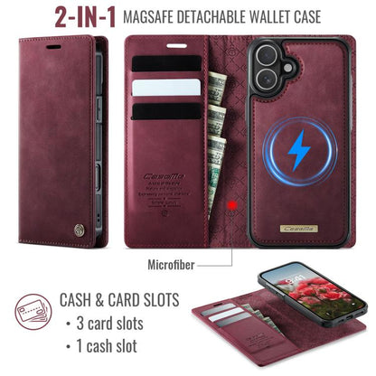 For iPhone 16 Plus CaseMe C49 MagSafe RFID Blocking Detachable Wallet Leather Phone Case(Red) - iPhone 16 Plus Cases by CaseMe | Online Shopping UK | buy2fix