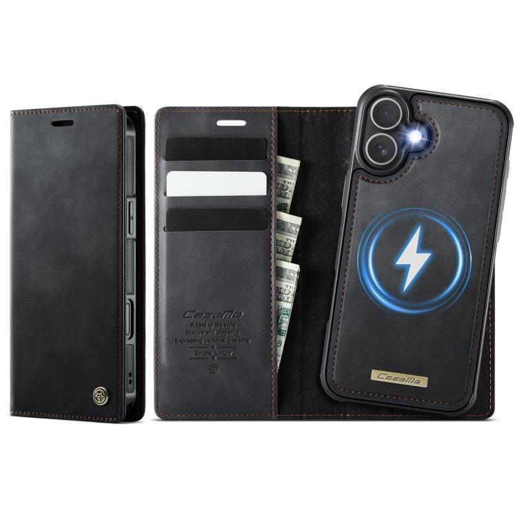 For iPhone 16 Plus CaseMe C49 MagSafe RFID Blocking Detachable Wallet Leather Phone Case(Black) - iPhone 16 Plus Cases by CaseMe | Online Shopping UK | buy2fix