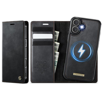 For iPhone 16 Plus CaseMe C49 MagSafe RFID Blocking Detachable Wallet Leather Phone Case(Black) - iPhone 16 Plus Cases by CaseMe | Online Shopping UK | buy2fix